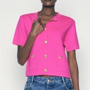 Zara Pink Button-Up Women's Top